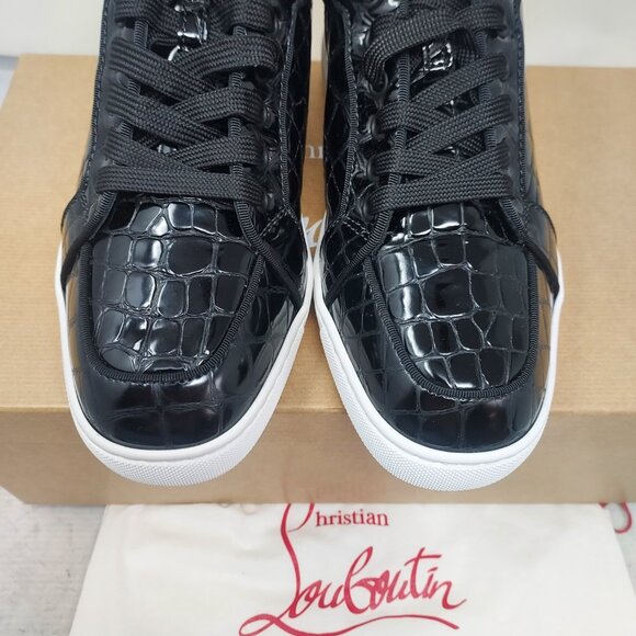 Christian Louboutin MENS Rantulow Orlato Crocodile Black Patent Sneaker - Picture 8 of 10